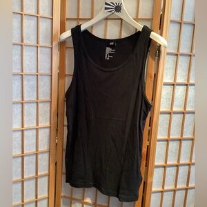 H&M Basic Organic Cotton Blend Black Sleeveless Tank Top Men's Size Large